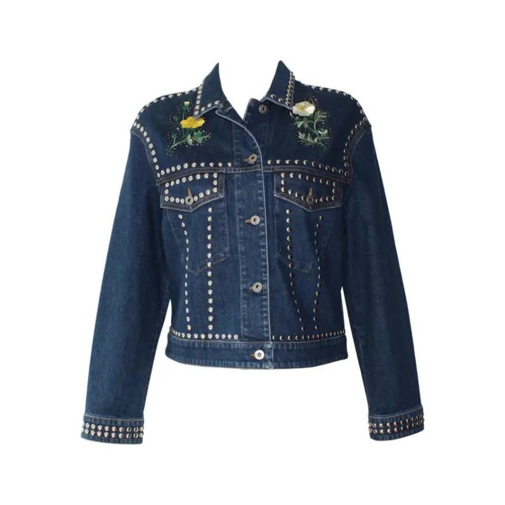 Stella Mccartney  Dark Blue Embellished  Embroidered  Denim Jacket Brand New